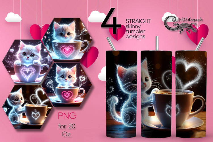 Valentine cat | 4 love Skinny tumbler designs