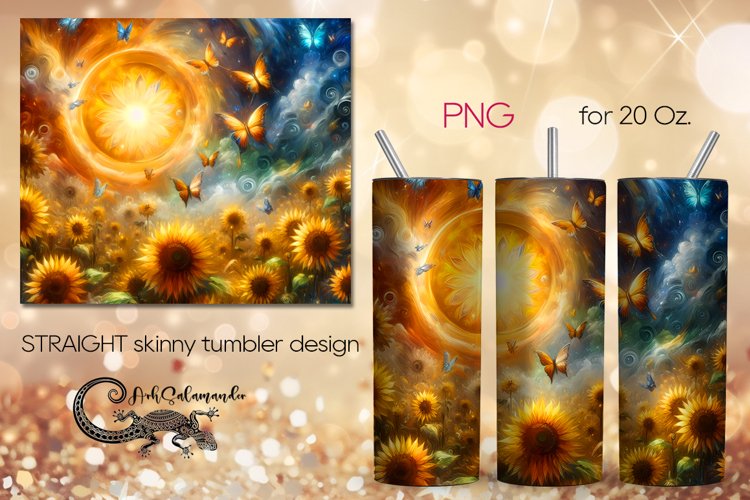 Romantic sunflower | Skinny tumbler Sublimation design PLUS7