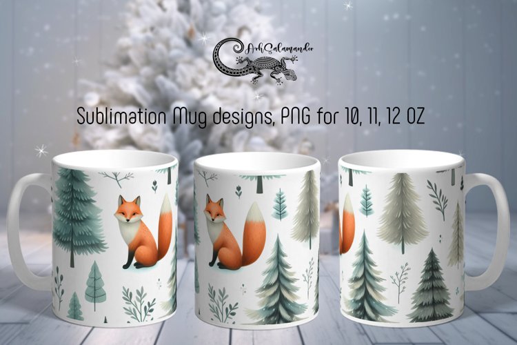 Christmas pattern | Fox Mug sublimation design PLUS7