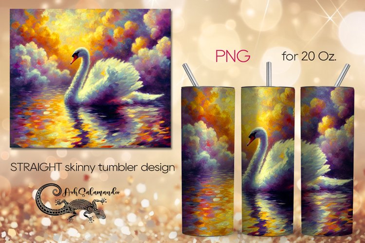 Swan | impressiomism skinny tumbler Sublimation design PLUS7