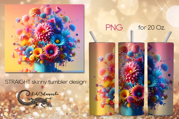 Flowers fantasy| modern skinny tumbler Sublimation design P7