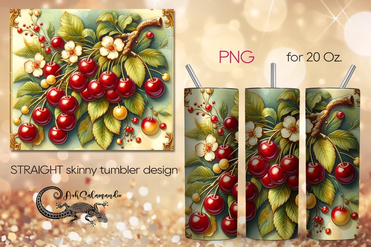 Berries | Retro style Skinny tumbler Sublimation design PL7