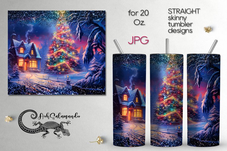 Futuristic Christmas | Xmas Sublimation tumbler design PLUS7 example image 1