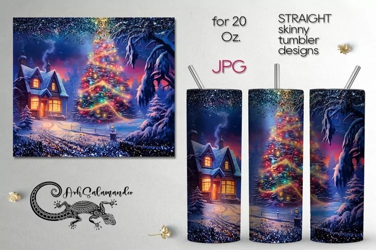 Futuristic Christmas | Xmas Sublimation tumbler design PLUS7