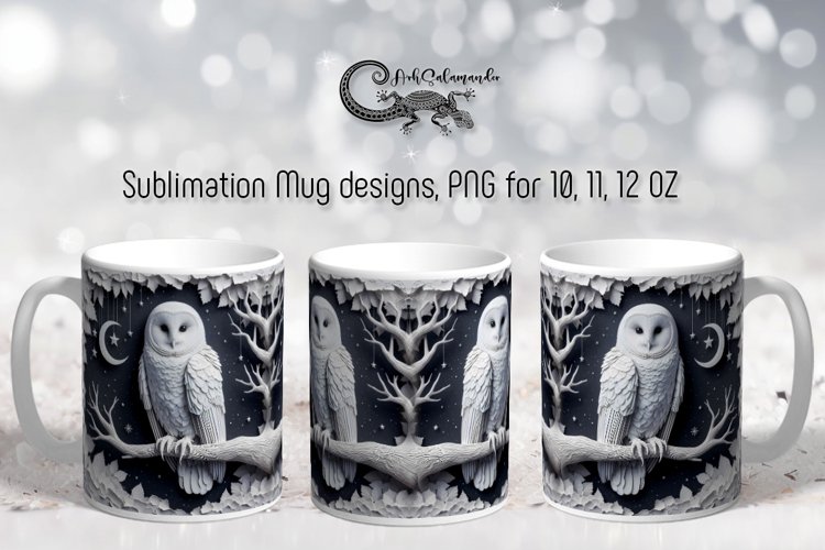 3d style owl | Fantasy Sublimation Mug design PLUS7