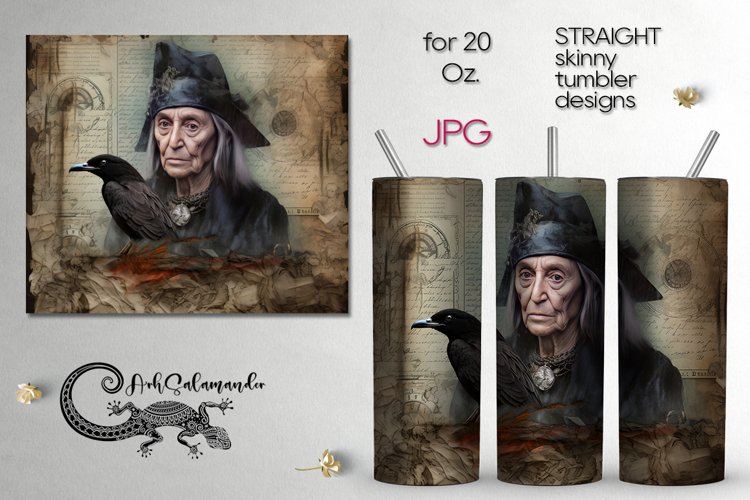 Old gothic crow | Vintage Sublimation skinny tumbler PLUS7 example image 1