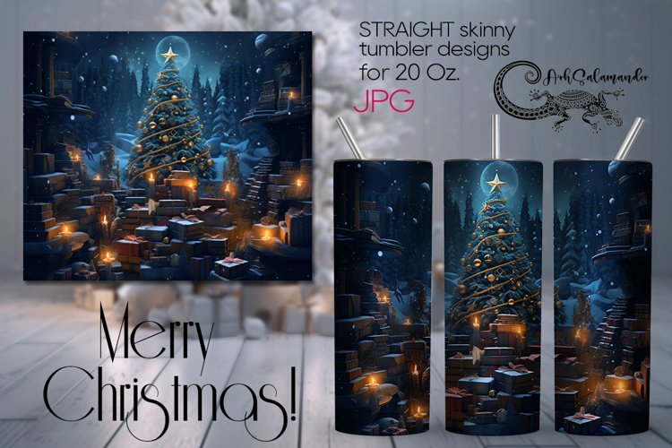 Gold, Blue Christmas | Xmas Sublimation tumbler design PLUS7