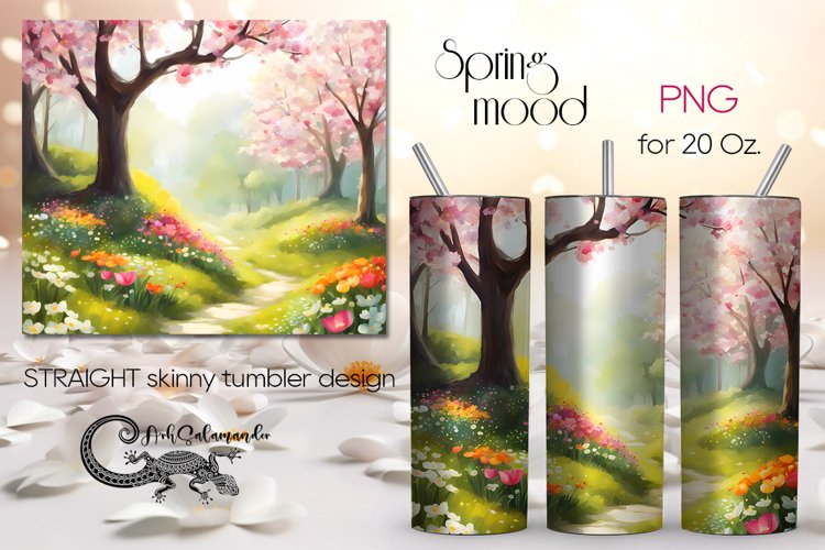 Spring landscape | Skinny tumbler Sublimation design PLUS7