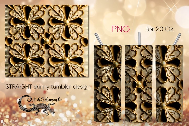 Embroidery | gold skinny tumbler Sublimation design PLUS7