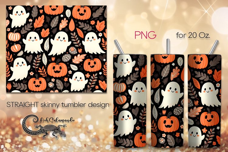 Halloween Pattern | Skinny tumbler sublimation design PLUS7