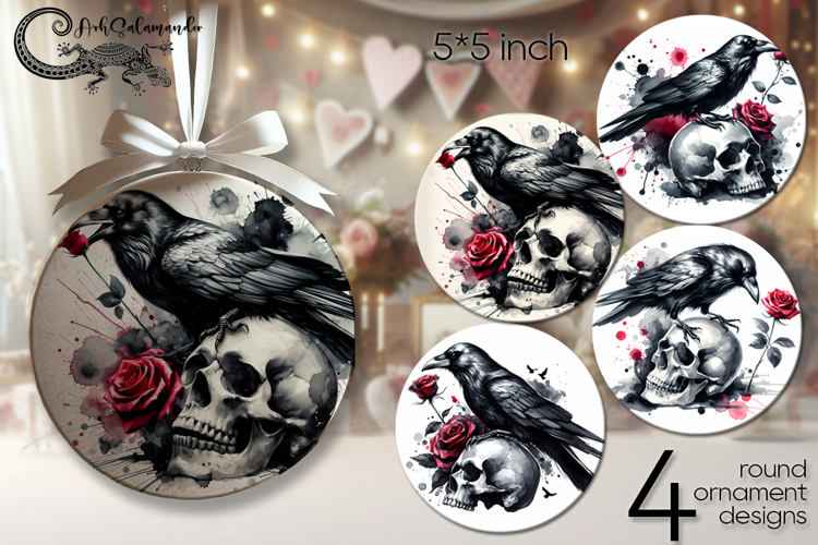 Gothic skulls | halloween round ornaments sublimation PL