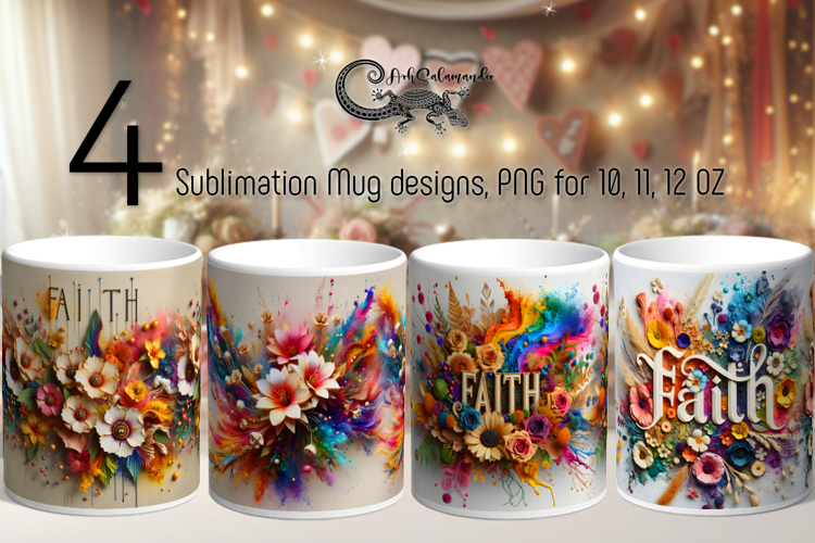 Christian cross & flowers | Faith Sublimation Mug design P