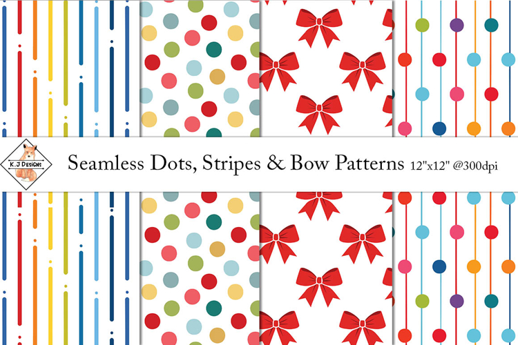 Seamless Dots, Stripes & Bow Patterns | Papers