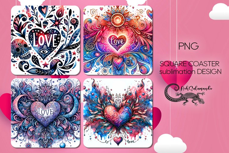 Love inscription | valentine square coaster sublimation