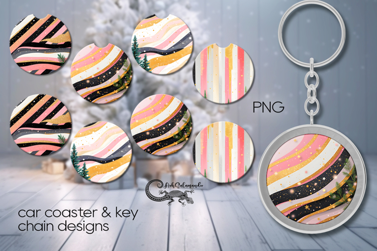 Christmas Milky Way | 4 Car coaster & 4 key chain designs