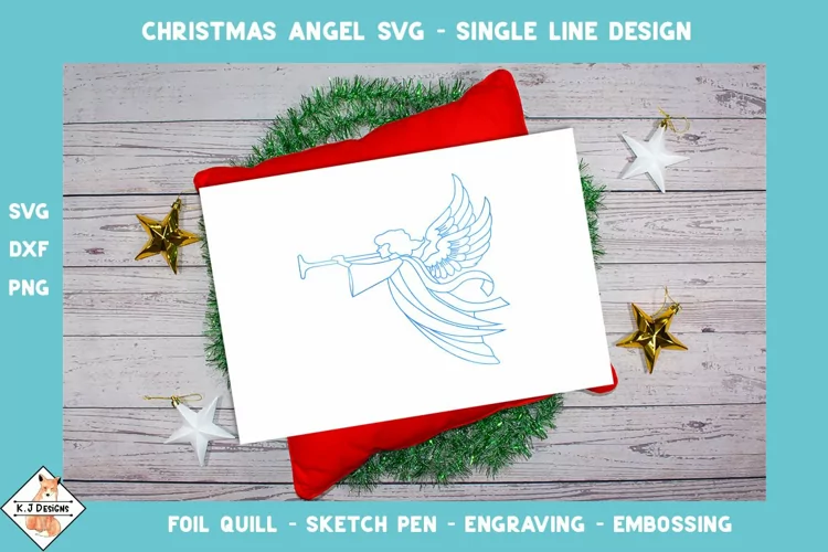 Christmas Angel SVG Foil Quill | Single Line Designs
