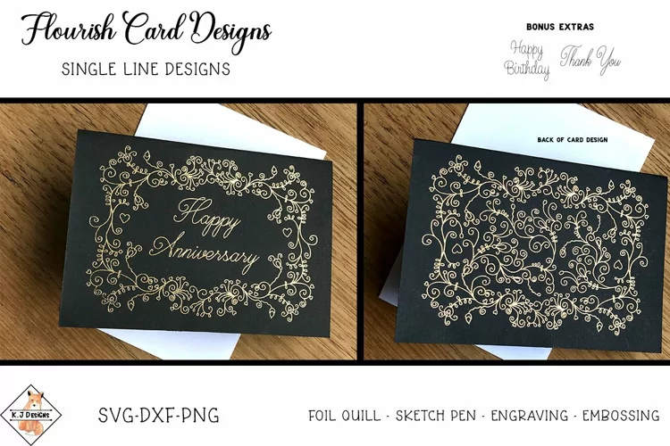 Flourish Card Designs for Foil Quill | Single Line Designs