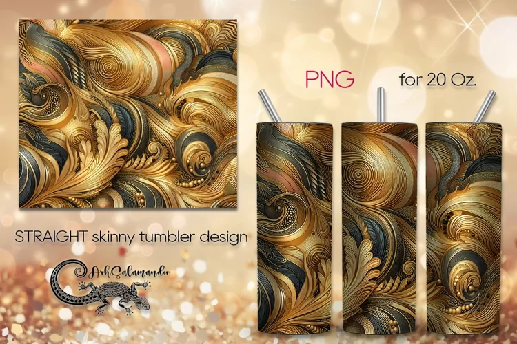 Metallic gold & silver | Straight Skinny Tumbler design PLUS