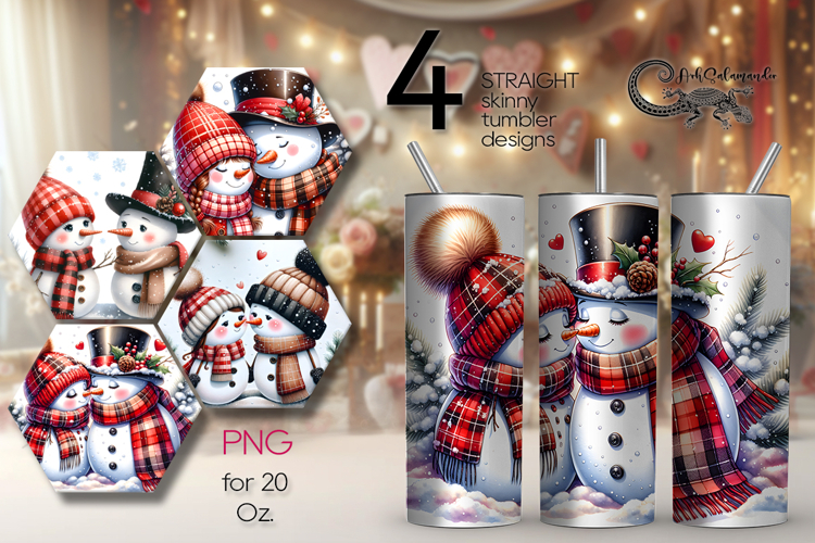 Cute Christmas snowman | Skinny tumbler sublimation design