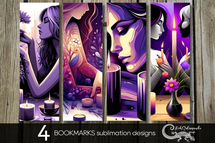 Purple modern | girl bookmarks sublimation design PLUS