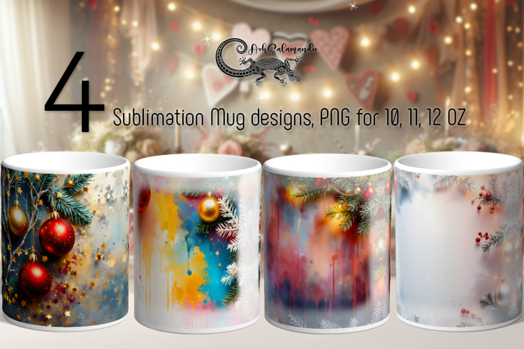 Christmas flatlay | 4 vintage Sublimation Mug design PL