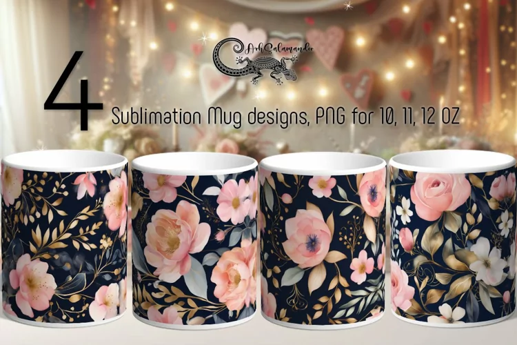 Vintage flowers | watercolor Mug design Sublimation PLUS