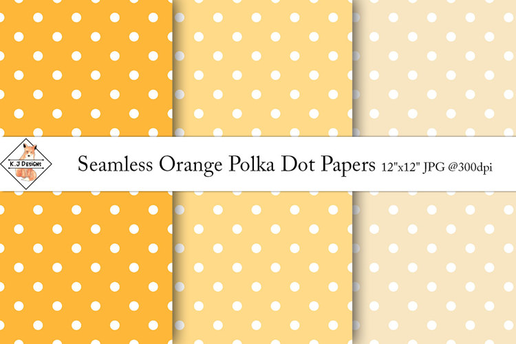 Seamless Orange Polka Dot Digital Papers