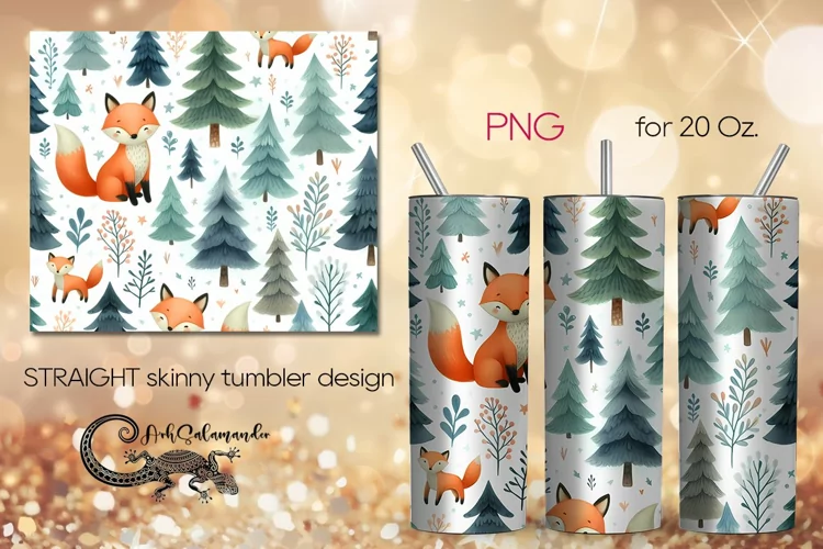 Christmas pattern | fox Xmas Sublimation Tumbler Design PLUS
