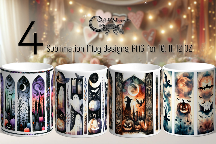 Halloween brushstroke | 4 spooky Sublimation Mug design