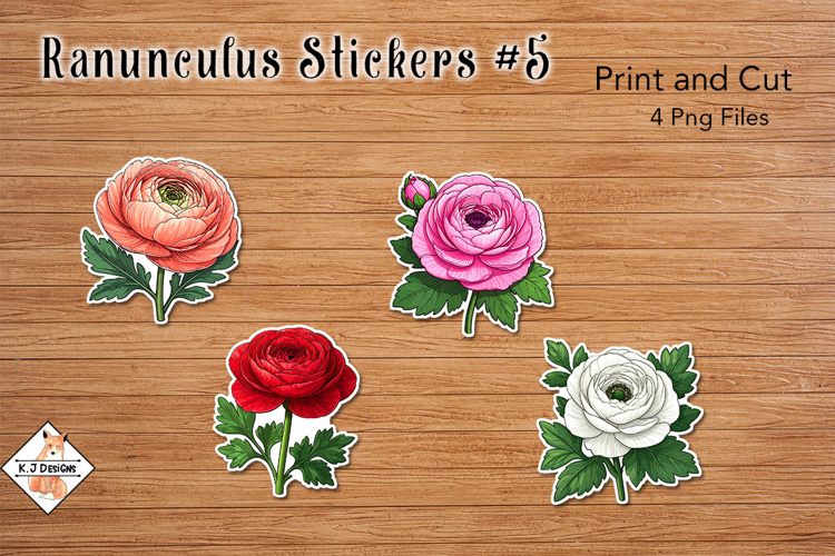 Ranunculus Flower Stickers | Print and Cut