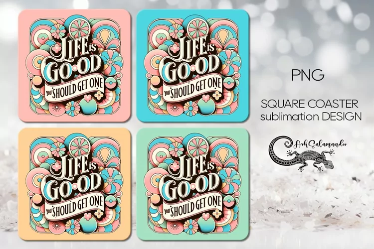 Inspiring Inscription | 4 square coaster sublimation designs