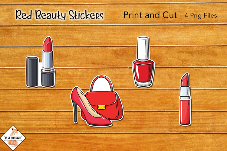 Red Makeup Beauty Stickers | Print and Cut