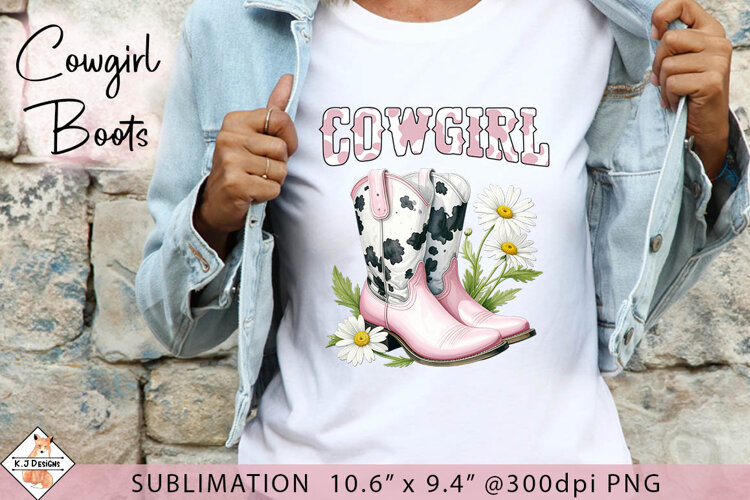 Cowgirl Boots Sublimation Design | Western example image 1