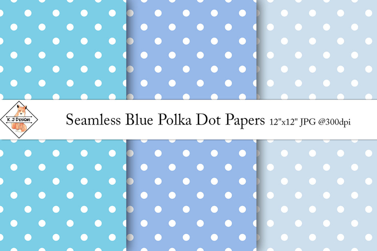 Seamless Blue Polka Dot Digital Papers