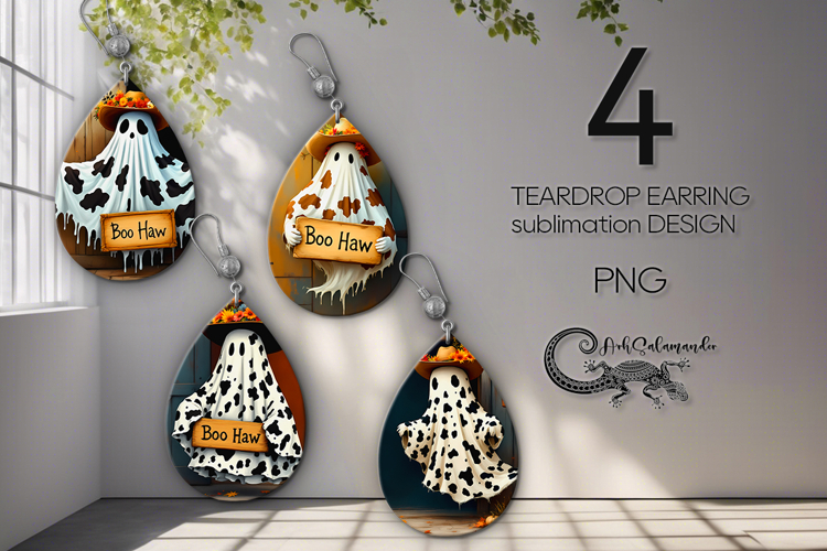 Halloween cow | 4 Teardrop Earring Sublimation designs