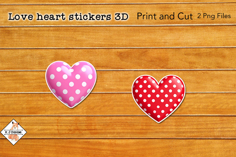 Love Heart Stickers 3d | Print and Cut