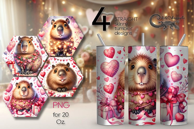Valentine animals | 4 cute capybara Skinny tumbler
