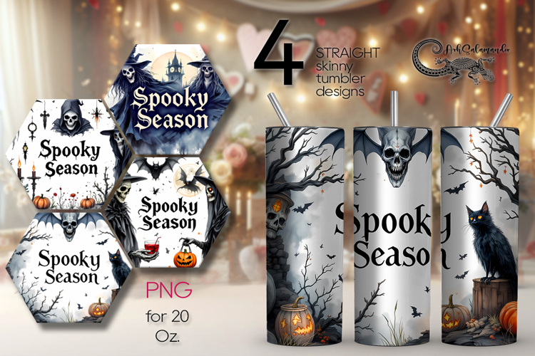 Spooky Halloween | 4 Skinny tumbler sublimation designs