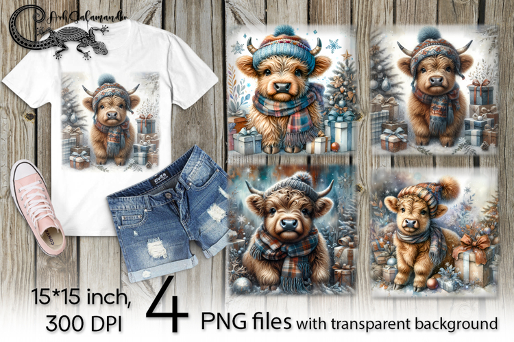 Watercolor christmas | 4 retro PNG Sublimation designs