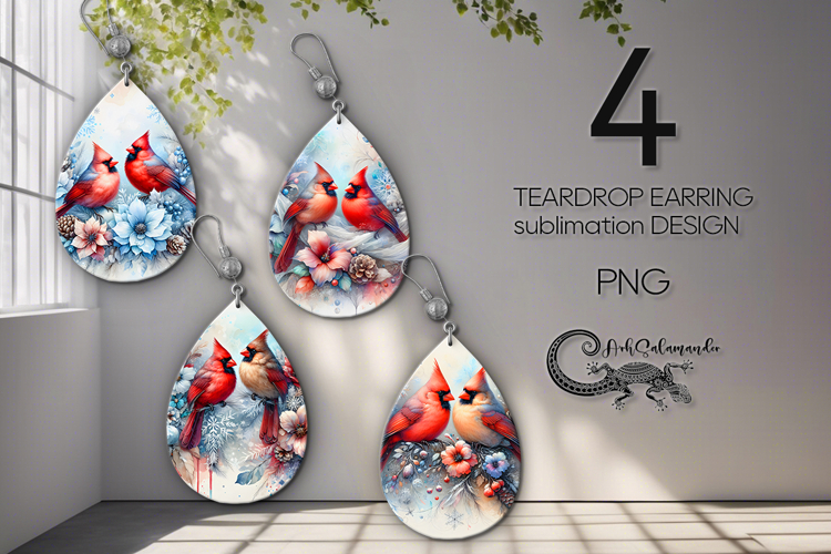 Christmas cardinal | 4 xmas Teardrop earring designs