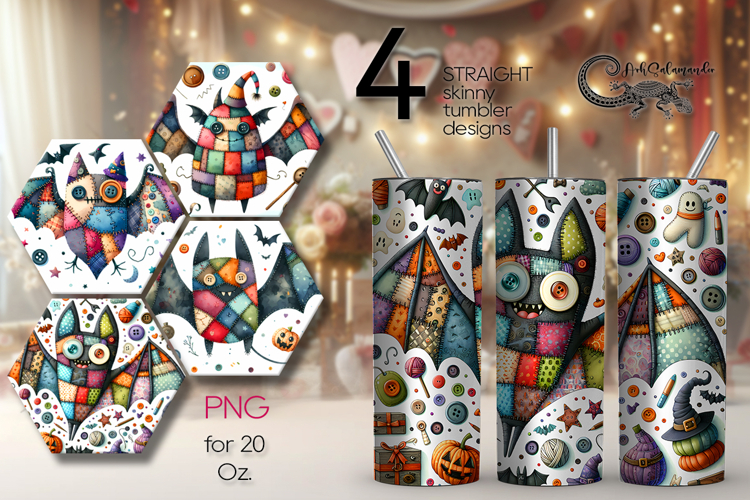 Halloween patchwork | spooky Skinny tumbler sublimation example image 1