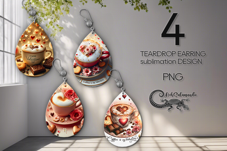 Coffee is my love | Teardrop earring Sublimation design PL