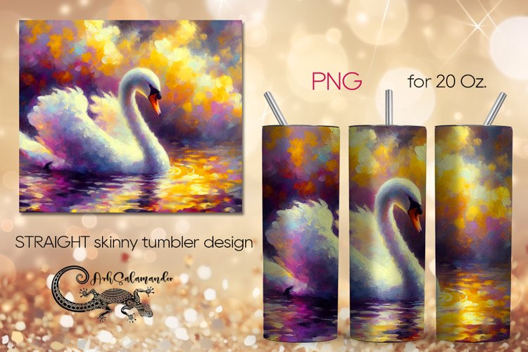 Swan | impressiomism skinny tumbler Sublimation design PLUS