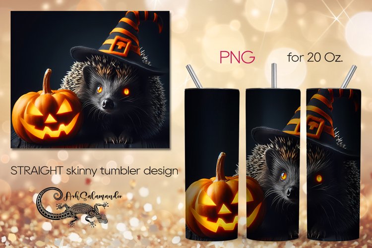 Halloween hedgehog | Skinny tumbler sublimation design PLUS8