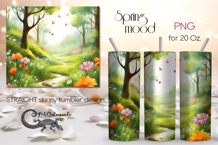 Spring landscape | Skinny tumbler Sublimation design PLUS8