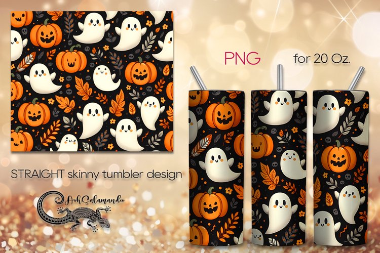Halloween Pattern | Skinny tumbler sublimation design PLUS8