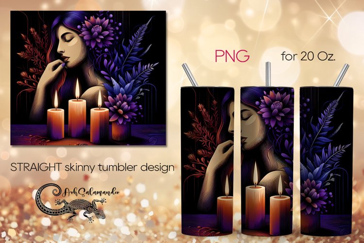Girl in purple | modern skinny tumbler Sublimation design P8
