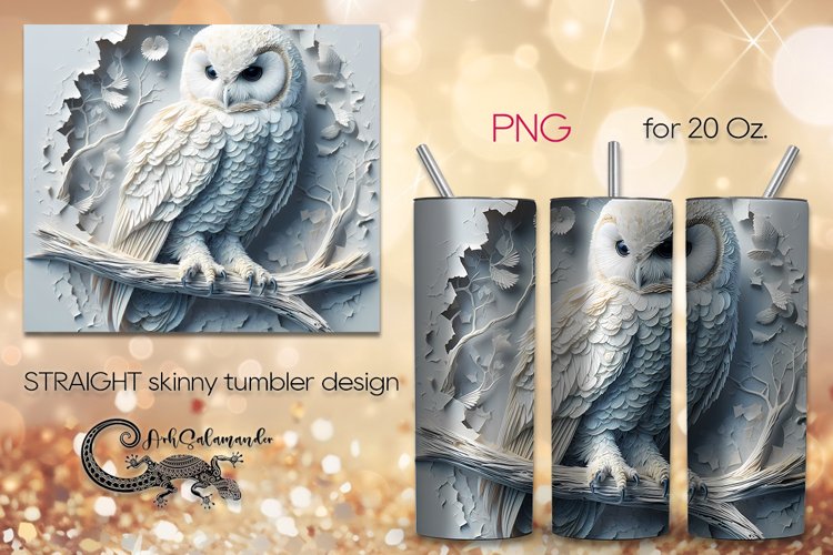 3D style Owl | skinny tumbler Sublimation design PLUS8