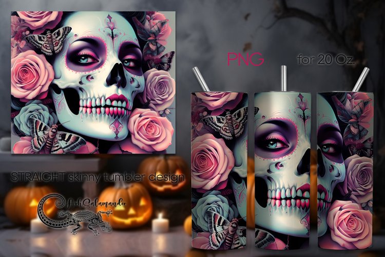 Funny skulls | Halloween Skinny tumbler sublimation PLUS8