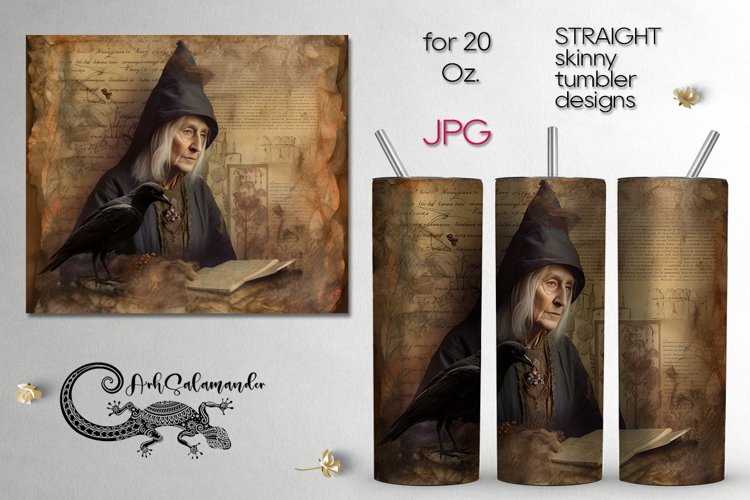 Old gothic crow | Vintage Sublimation skinny tumbler PLUS8 example image 1